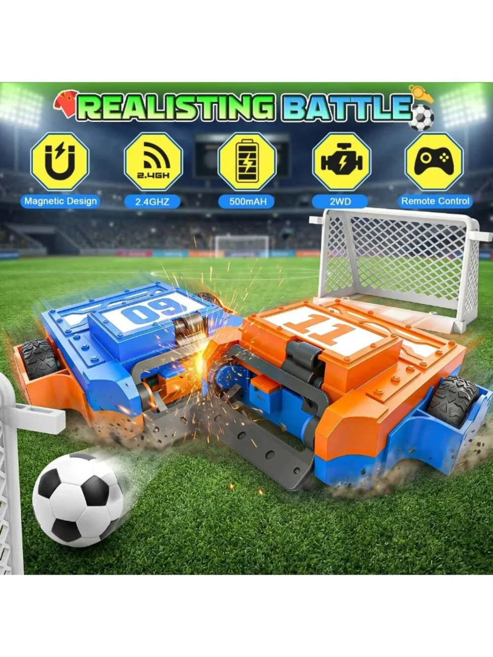 Remote Control Battle Bots Soccer Robots Set - 2 Player Fighting Game for Kids